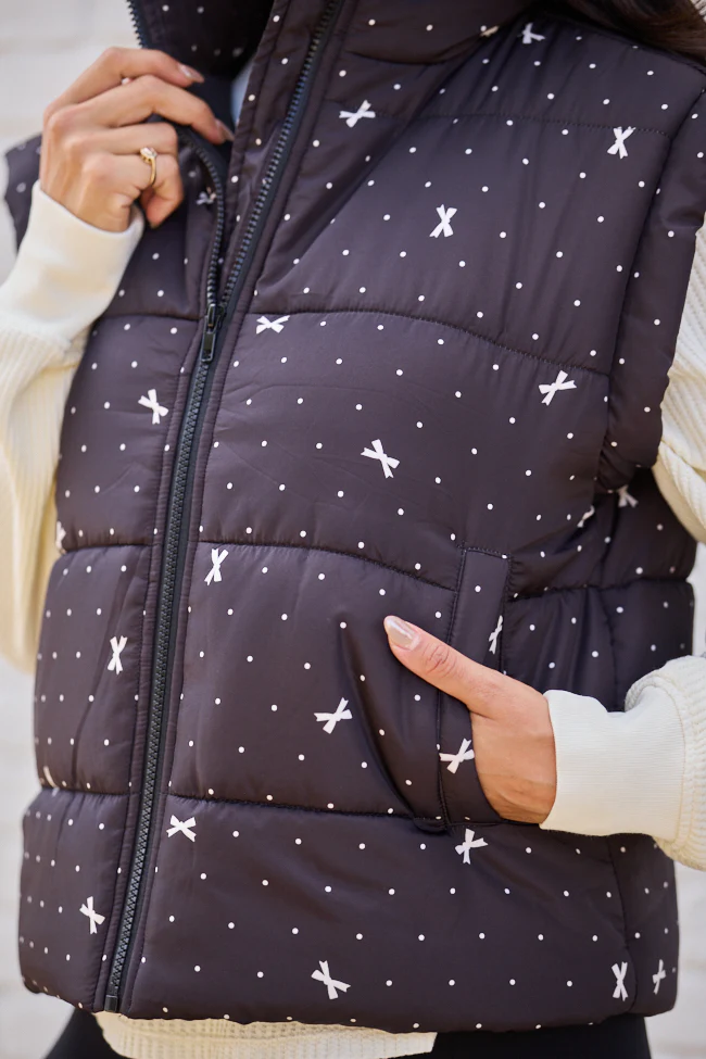 Stella Black Bow Dot Puffer Vest FINAL SALE - Image 7