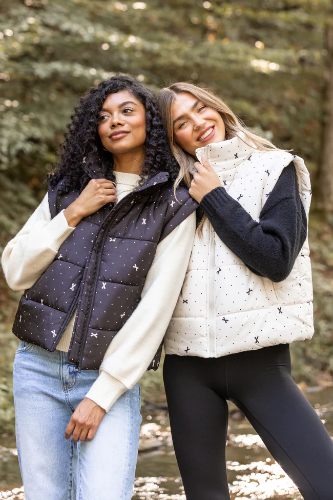 Stella Black Bow Dot Puffer Vest FINAL SALE - Image 8