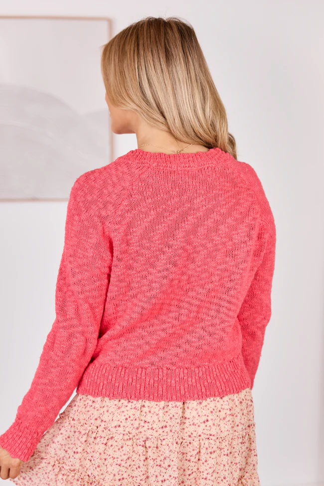 Sterling Fuchsia Slub Crewneck Sweater - Image 4