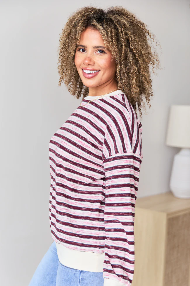 Stevie Pink And Purple Stripe Crewneck Sweater FINAL SALE - Image 4