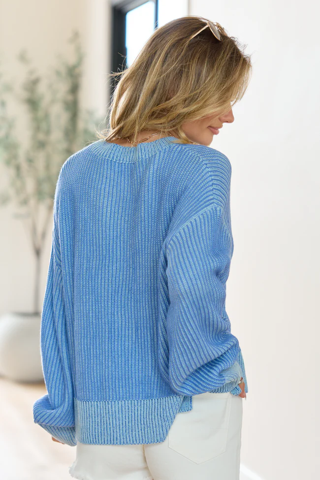 Sunny Blue Striped Crewneck Sweater - Image 4