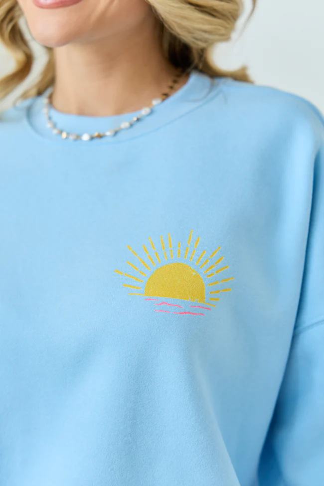 Sunny Days Ahead Light Blue Graphic Sweatshirt - Image 3