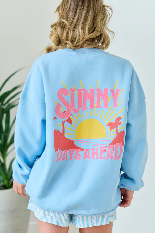 Sunny Days Ahead Light Blue Graphic Sweatshirt - Image 5