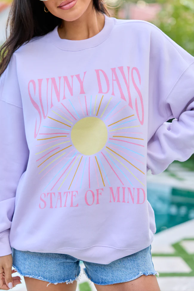 Sunny Days State Of Mind Purple Graphic Sweatshirt - Image 2