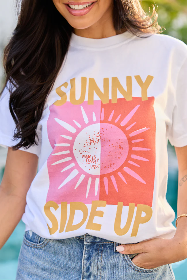 Sunny Side Up White Graphic Tee - Image 2