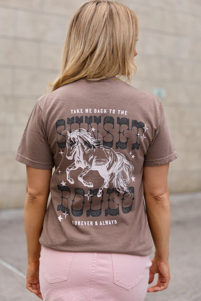 Sunset Rodeo Brown Graphic Tee - Image 2