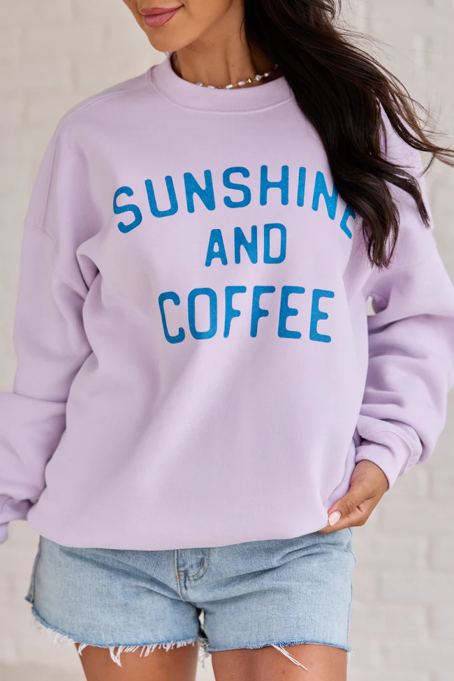 Sunshine And Coffee Purple Graphic Sweatshirt - Image 2