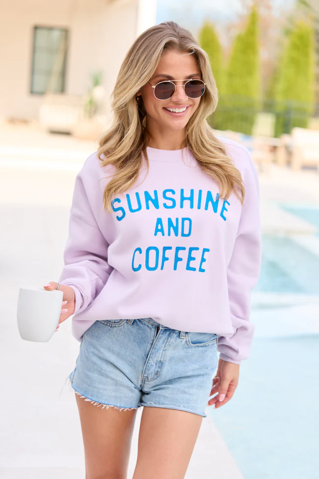 Sunshine And Coffee Purple Graphic Sweatshirt - Image 4