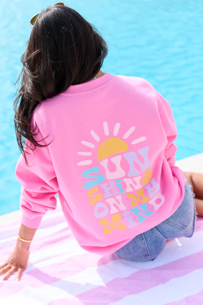 Sunshine On My Mind Pink Graphic Sweatshirt - Image 2