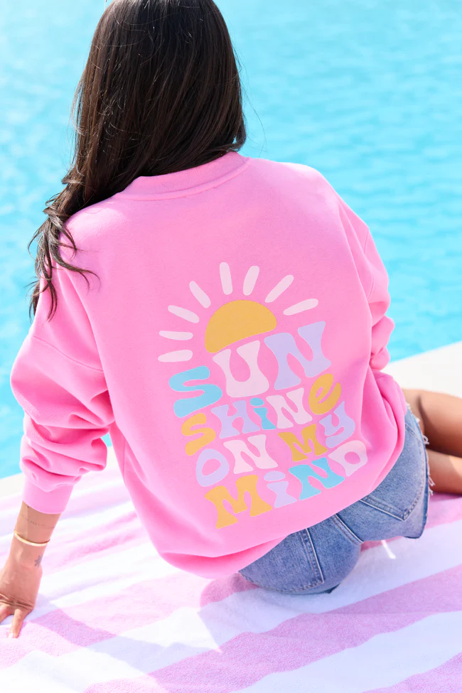 Sunshine On My Mind Pink Graphic Sweatshirt - Image 4