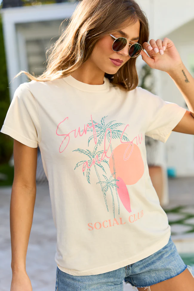 Surf & Sun Club Ivory Graphic Tee - Image 4