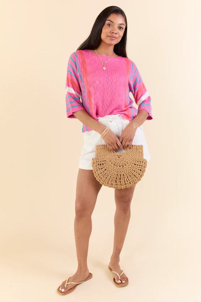 Swept Away Pink Striped Sleeve Sweater FINAL SALE - Image 3