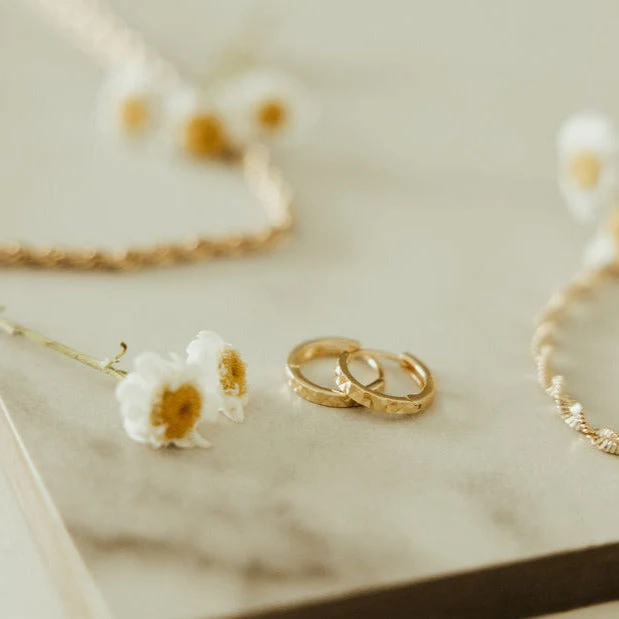 Sydney Hammered Hoop Earrings - Image 4