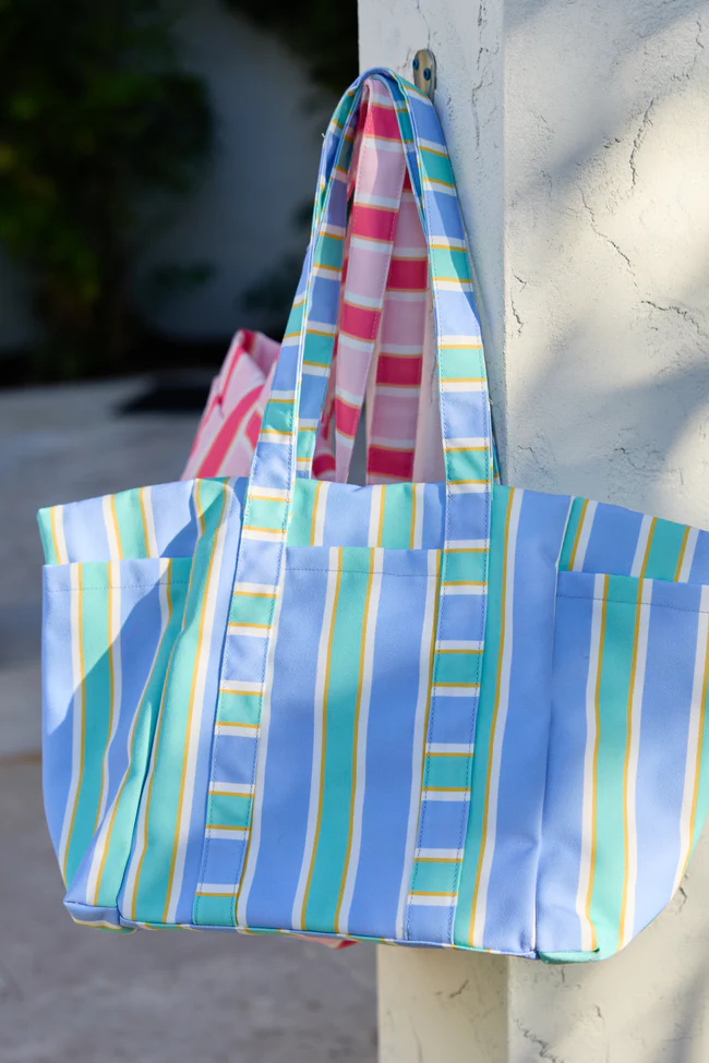 Tate Blue Striped Tote - Image 2