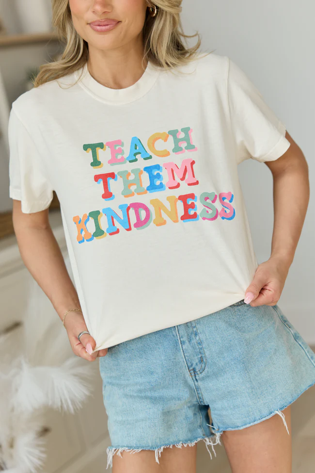 Teach Them Kindness Ivory Graphic Tee - Image 3