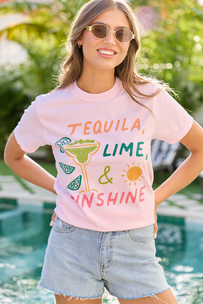 Tequila, Lime, & Sunshine Light Pink Graphic Tee - Image 3