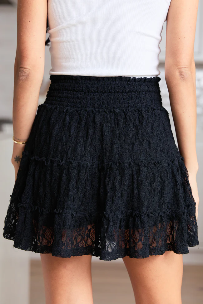 Through The Garden Black Lace Mini Skort SALE - Image 4