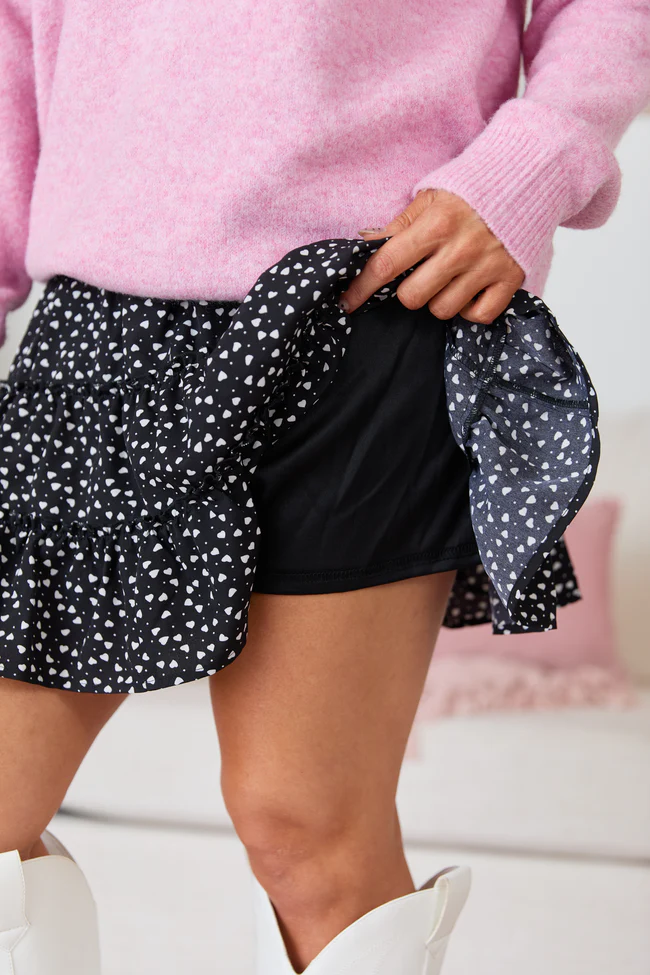 Through The Garden Black Mini Hearts Skort FINAL SALE - Image 6