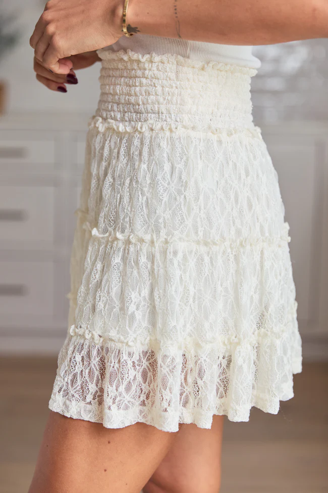 Through The Garden Cream Lace Mini Skort SALE - Image 3