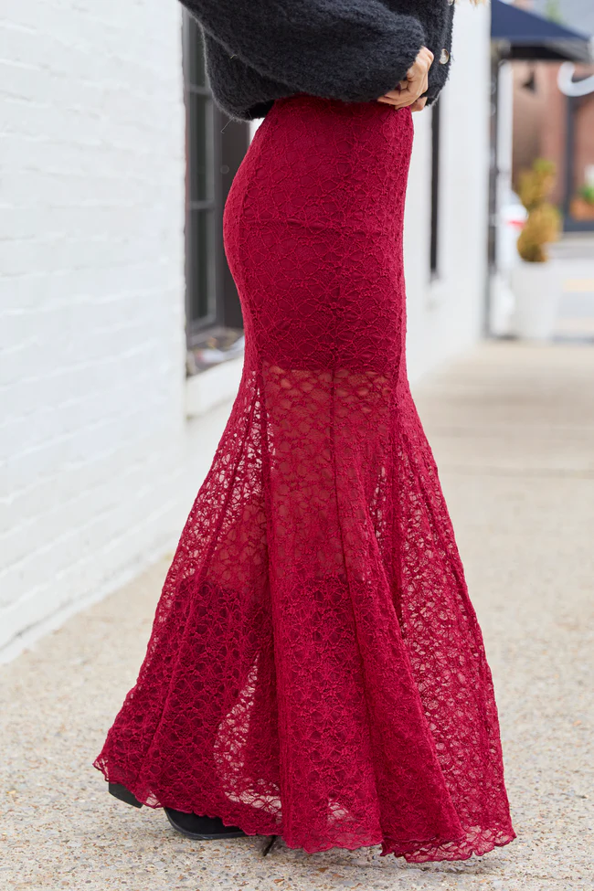 Tiana Burgundy Lace Maxi Skirt FINAL SALE - Image 3