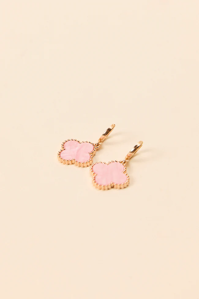 Tilly Clover Pink Huggie Earrings - Image 3