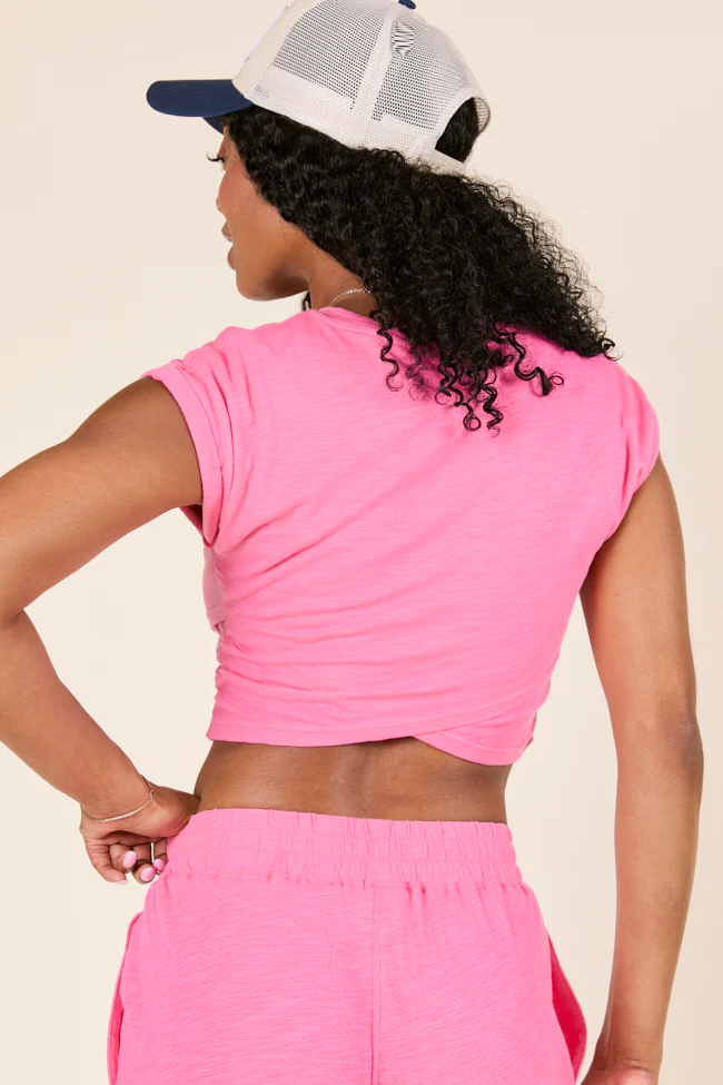 Tinley Pink Lounge Crossover Cap Sleeve Tee FINAL SALE - Image 5