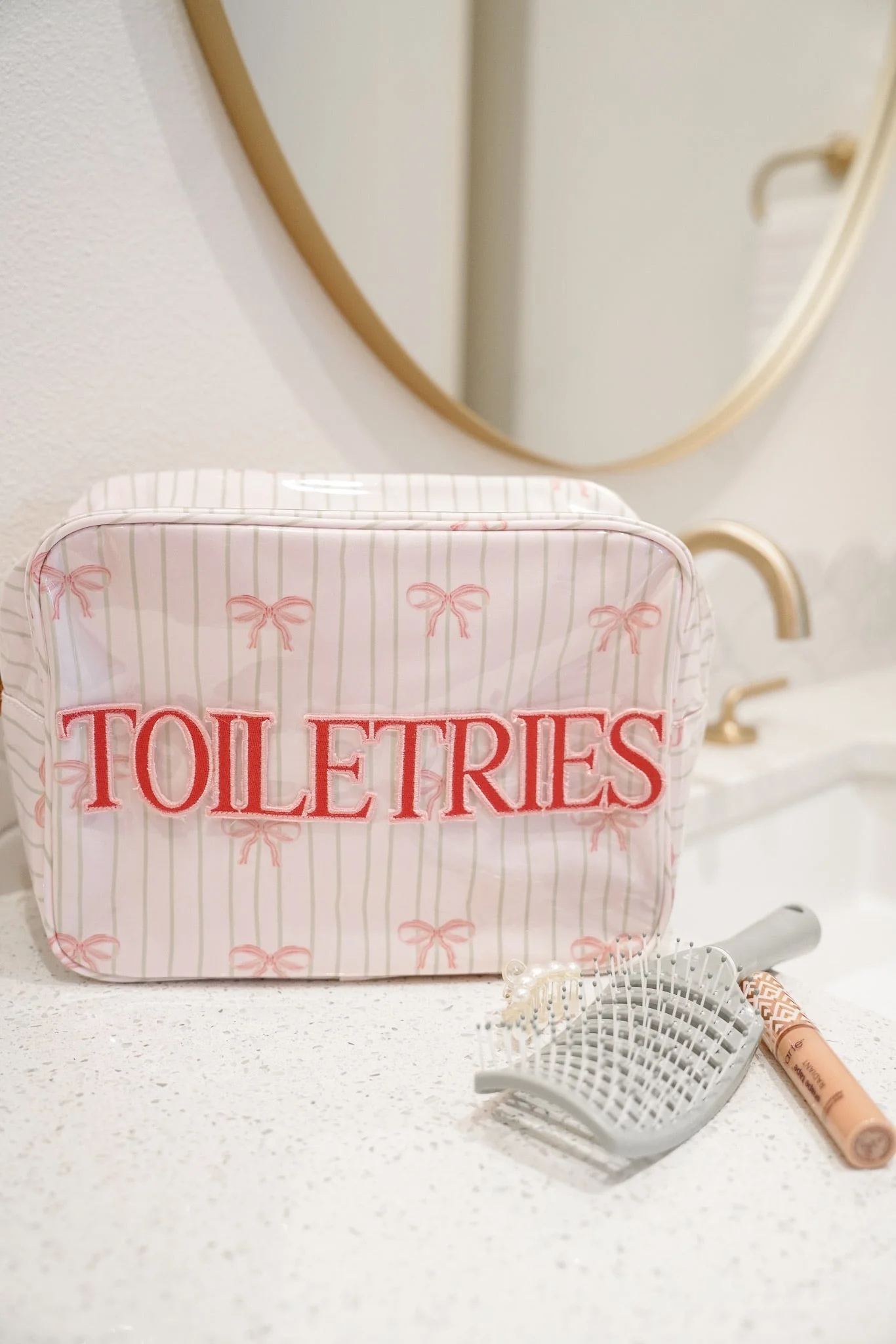 KenzKustomz Pink Ribbons Clear Coat XL Bag - Toiletries