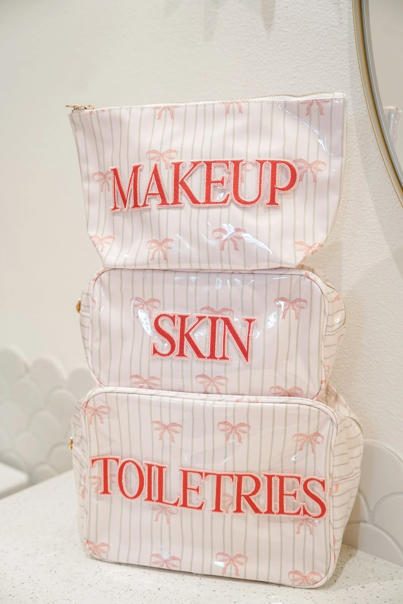 KenzKustomz Pink Ribbons Clear Coat XL Bag - Toiletries - Image 2