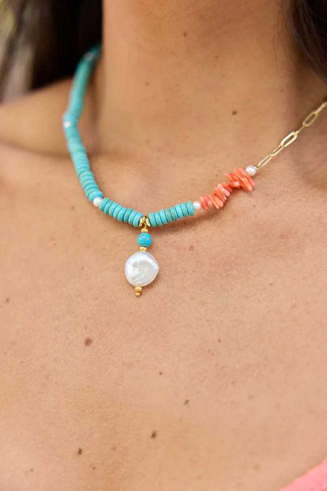 Trinity Turquoise Pearl Drop Nekclace