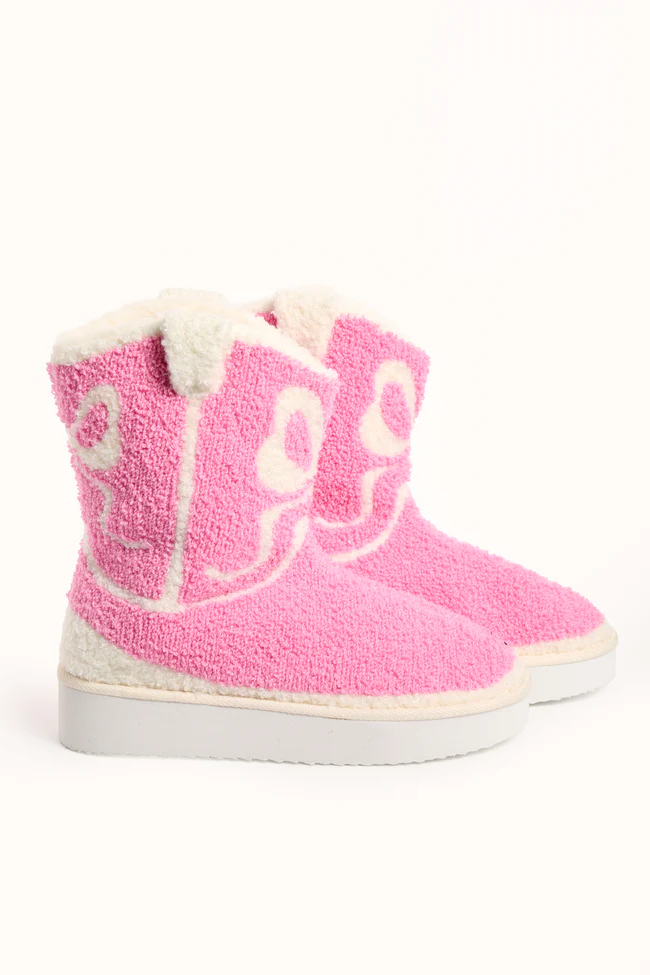 Tyla Pink Bow Shearling Boot Slippers FINAL SALE - Image 4