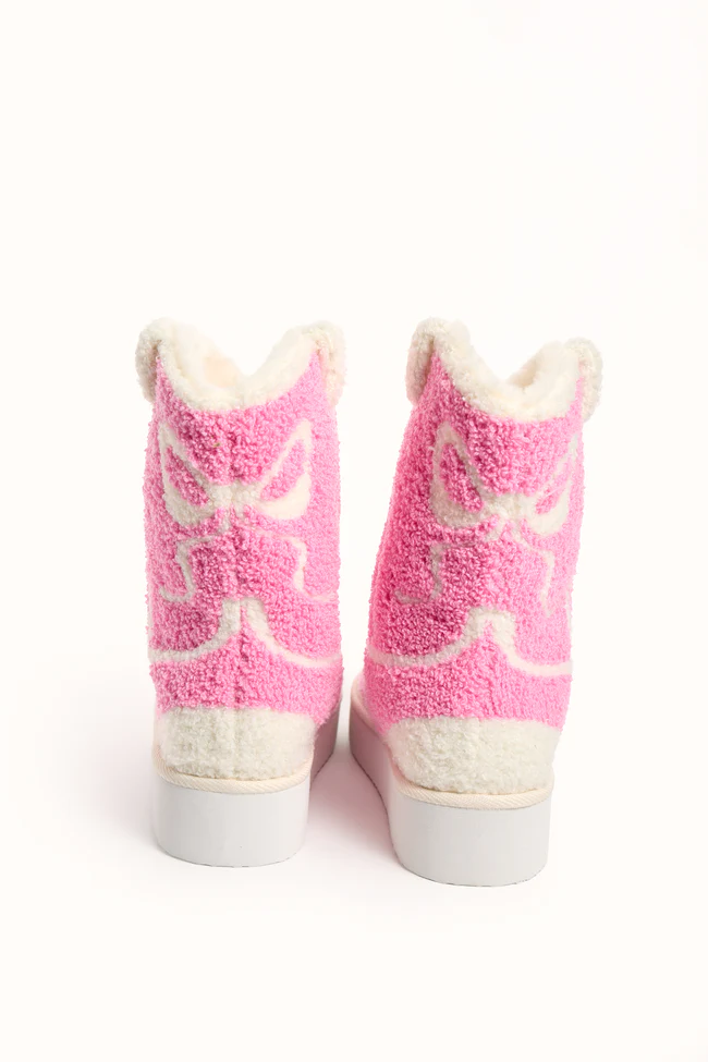 Tyla Pink Bow Shearling Boot Slippers FINAL SALE - Image 5