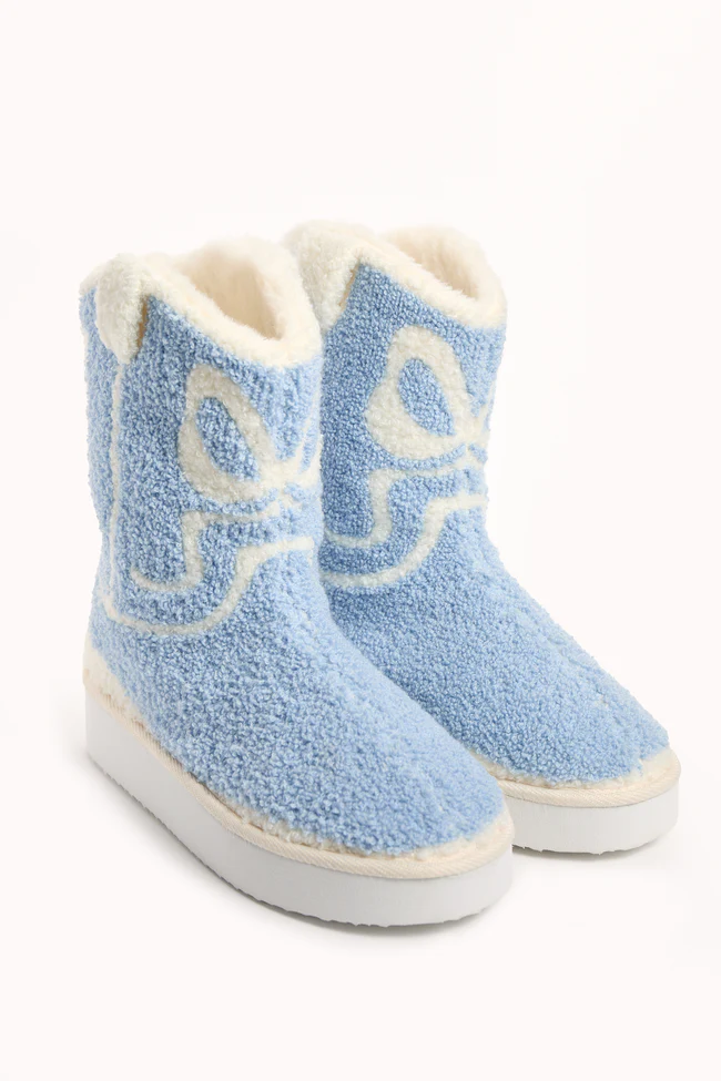 Tyla White Bow Shearling Boot Slippers FINAL SALE