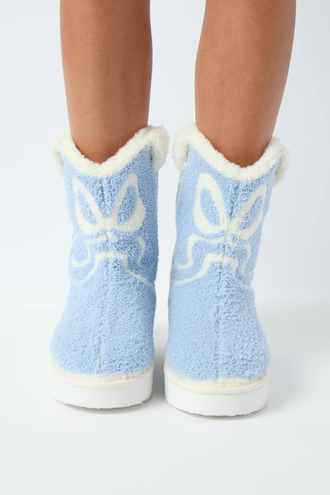 Tyla White Bow Shearling Boot Slippers FINAL SALE - Image 2