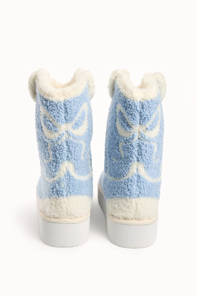 Tyla White Bow Shearling Boot Slippers FINAL SALE - Image 5