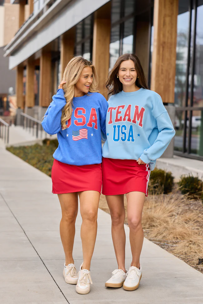 USA Flag Heather Blue Graphic Sweatshirt - Image 3