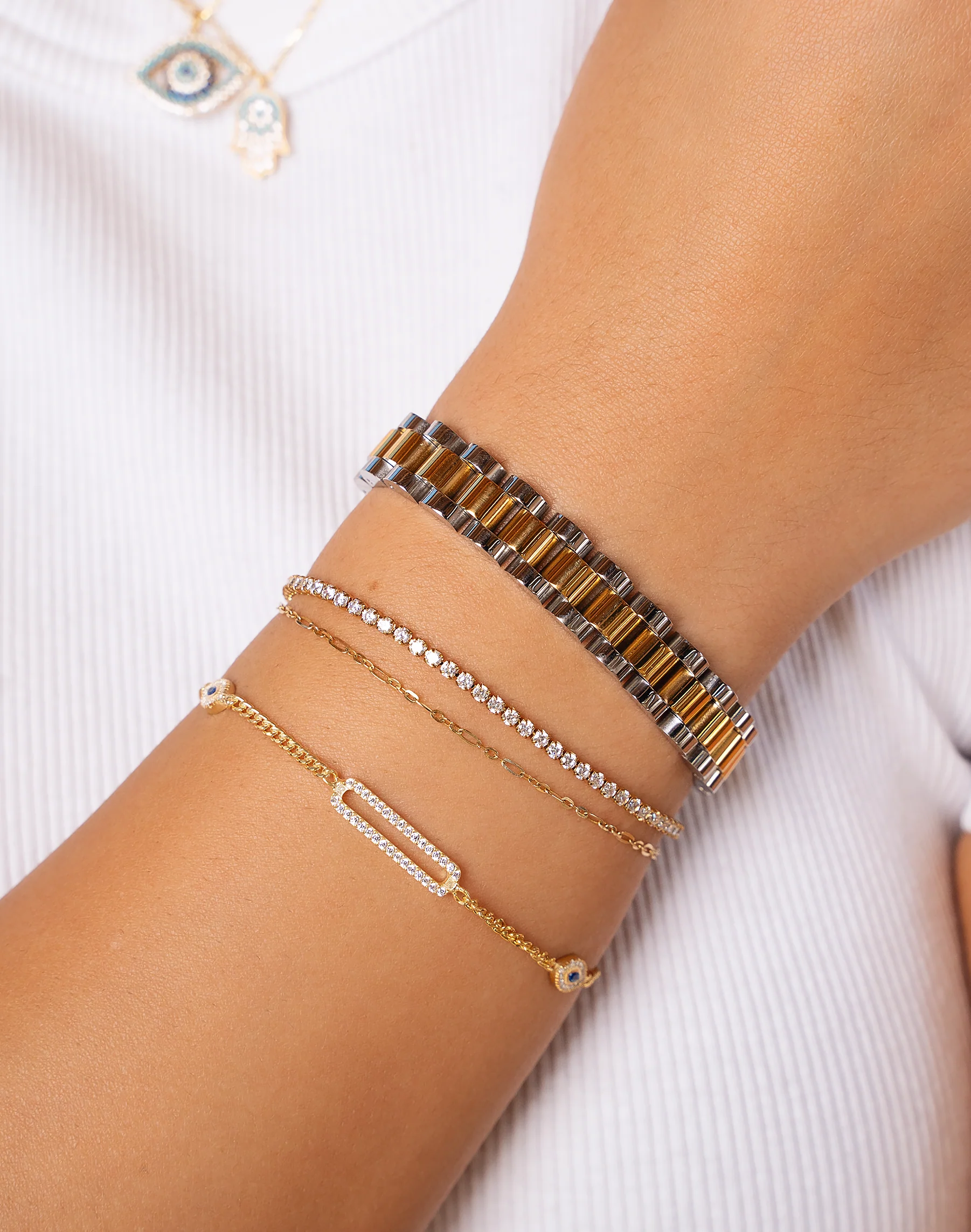 Vega Silver and Gold Band Bracelet - Image 5