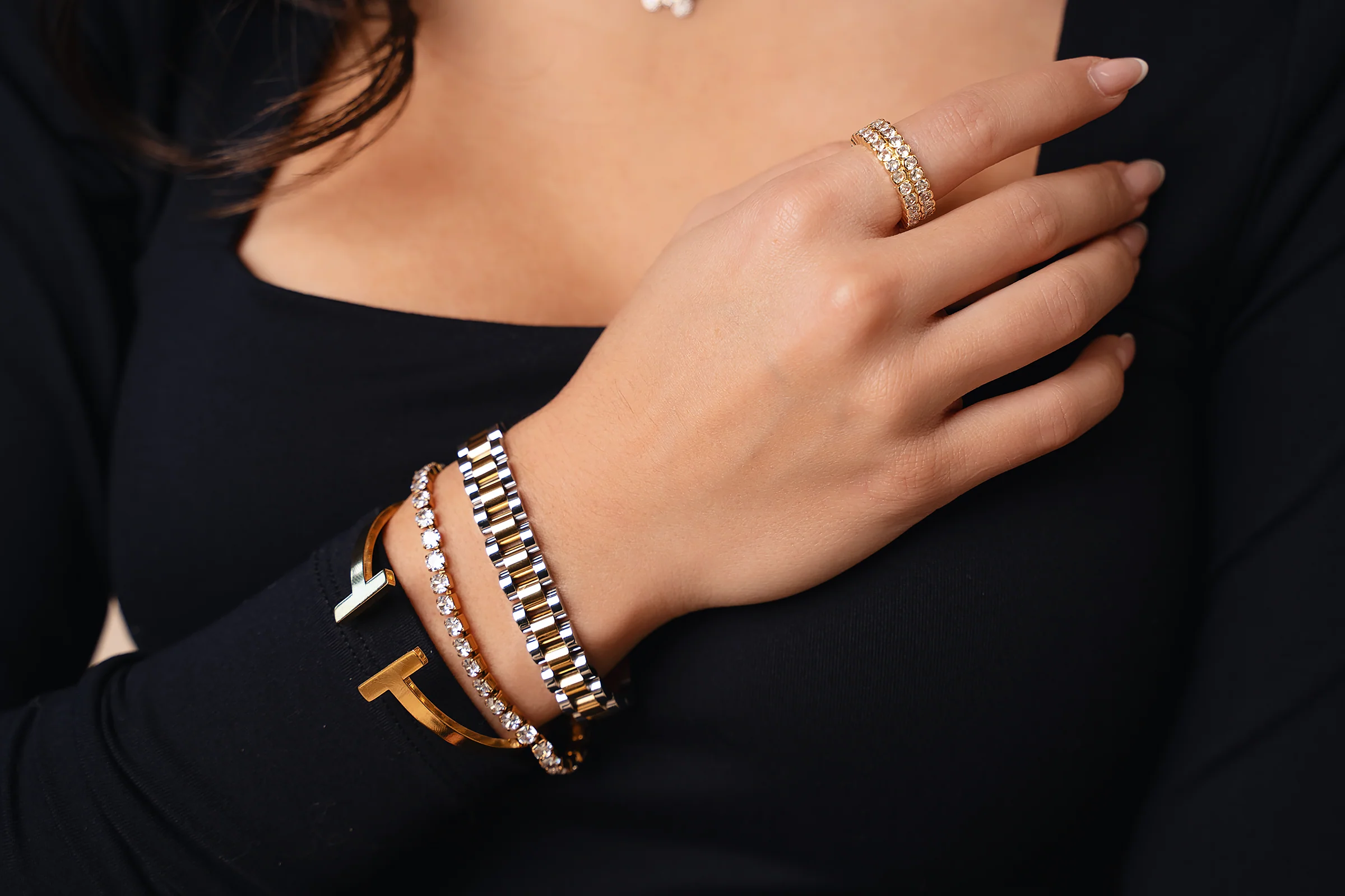 Vega Silver and Gold Band Bracelet - Image 7