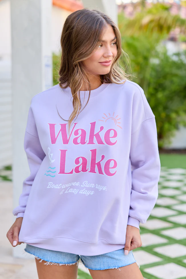 Wake & Lake Purple Graphic Sweatshirt - Image 3