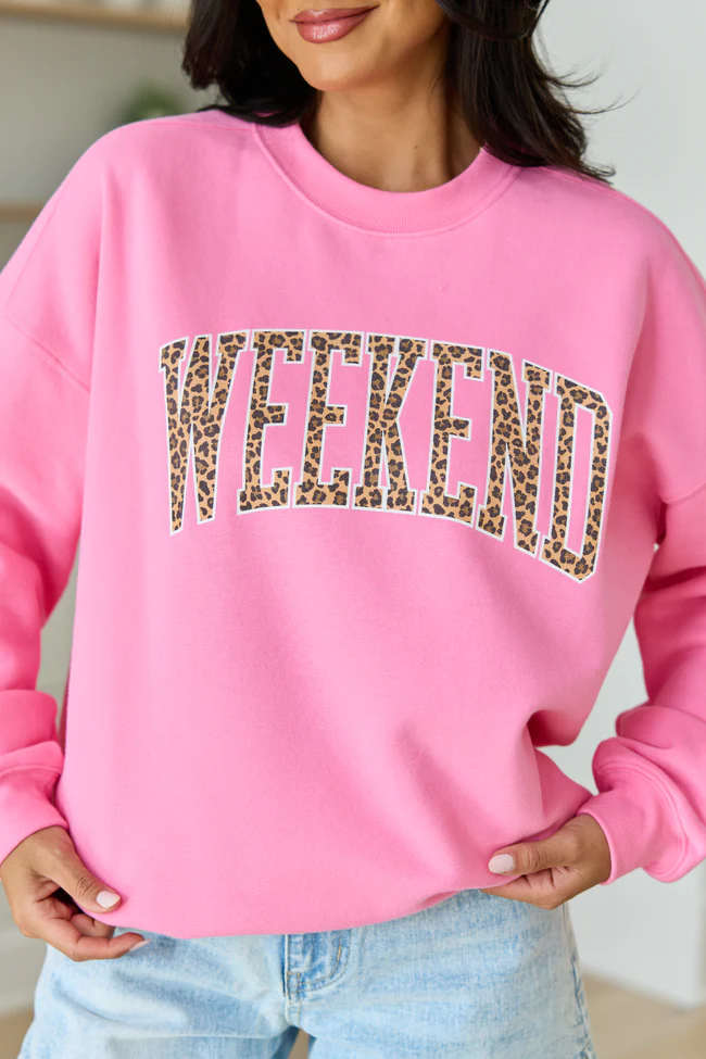 Weekend Leopard Pink Graphic Sweatshirt - Image 2