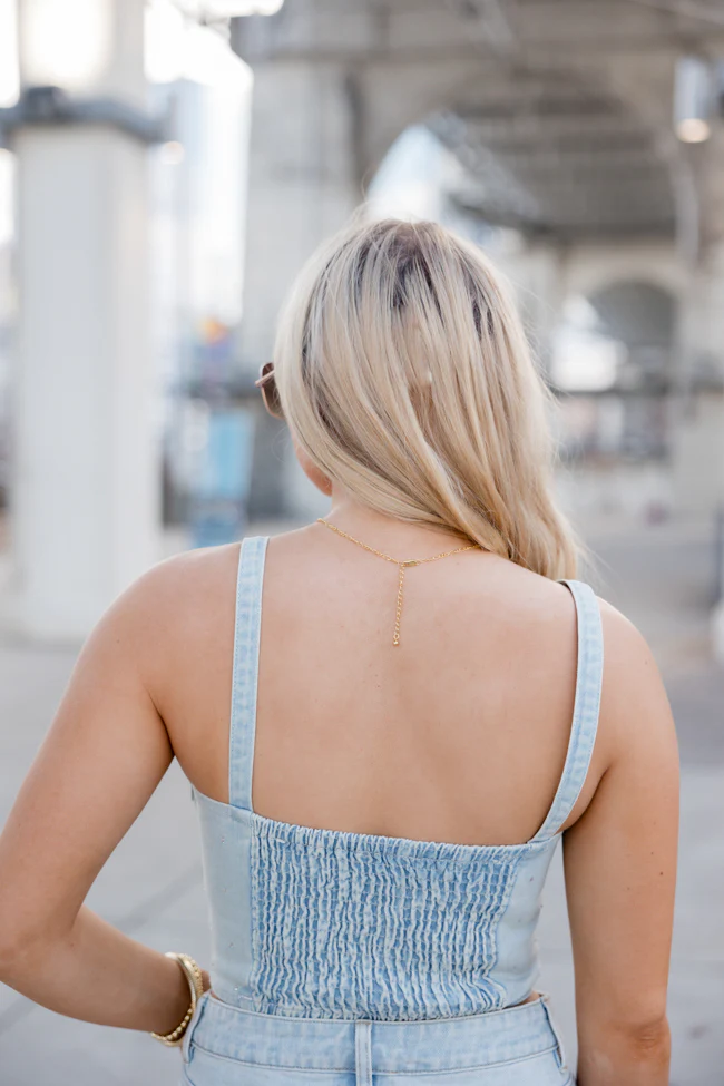 Well Rehearsed Light Wash Rhinestone Studded Denim Tank FINAL SALE - Image 5