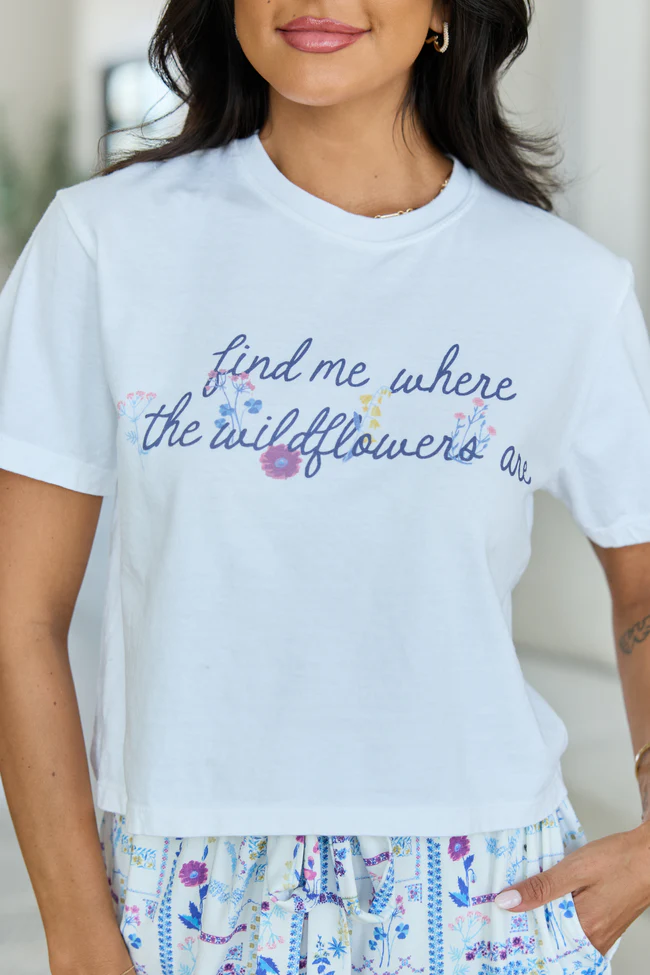 Wildflowers White Boxy Graphic Tee - Image 2