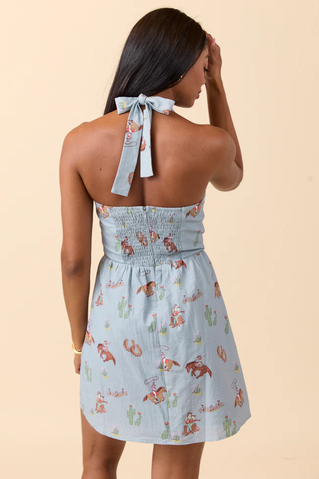 Willa Blue Cowboy Mini Dress FINAL SALE - Image 5