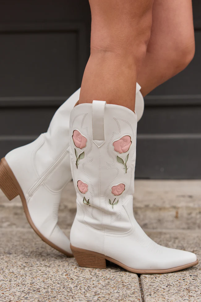 Willa Rose White Cowboy Boots - Image 2