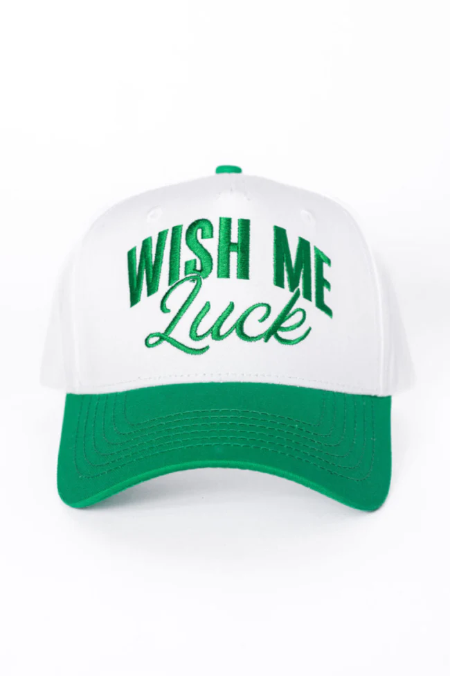 Wish Me Luck Dark Green and Khaki Trucker Hat SALE - Image 2