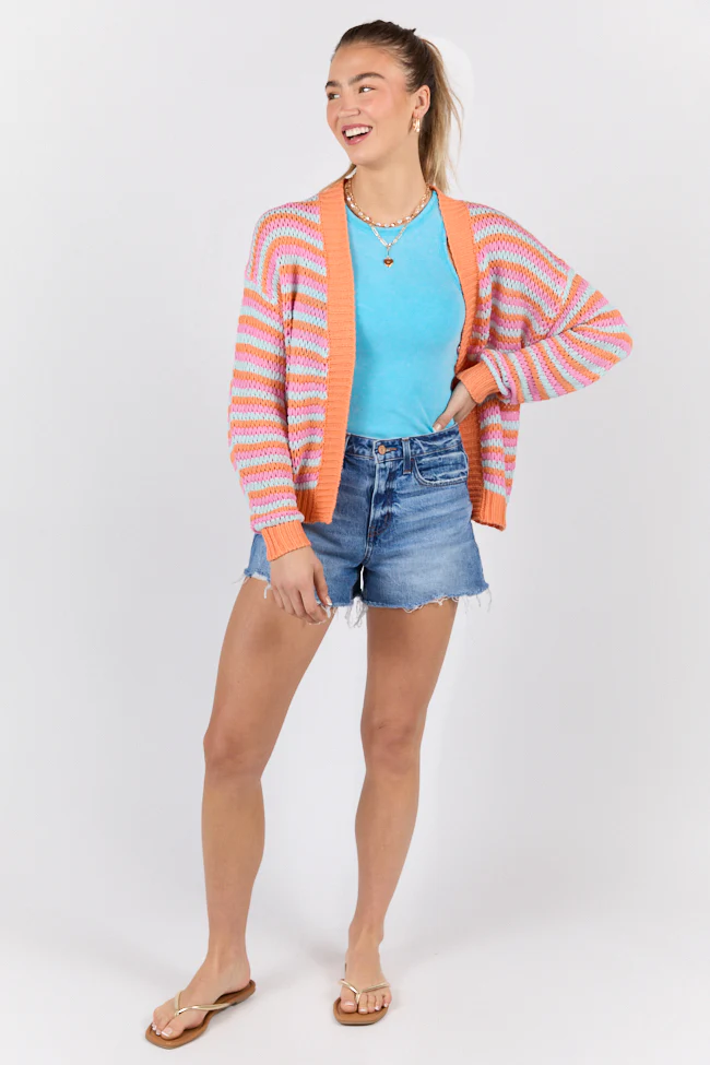 You're My Muse Pink, Orange, and Mint Multi Stripe Cardigan - Image 6
