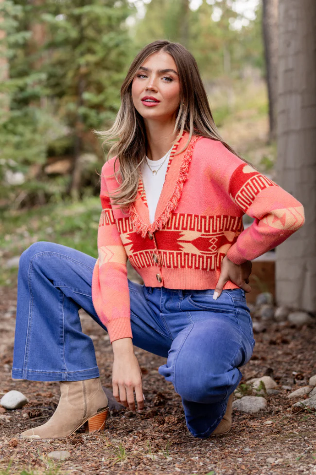Zendaya Pink Fringe Print Cardigan FINAL SALE - Image 2