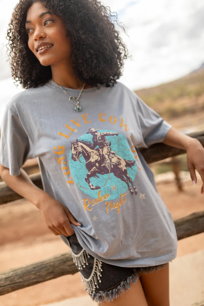 Zutter Long Live Cowboys Grey Graphic Tee FINAL SALE - Image 5